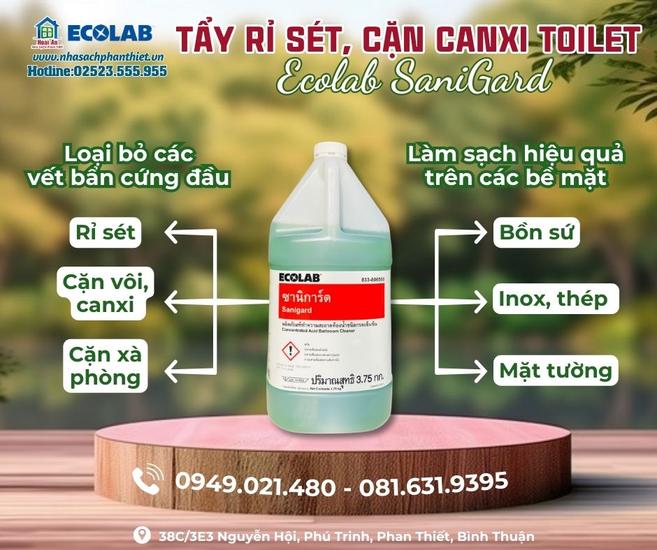 Tẩy rỉ sét, cặn Canxi Toilet Ecolab Sanigard